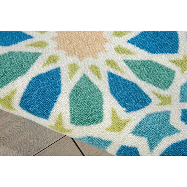 Waverly Sun N' Shade Shore Thing Light Blue 10' x 13' Area Rug, (10x13)