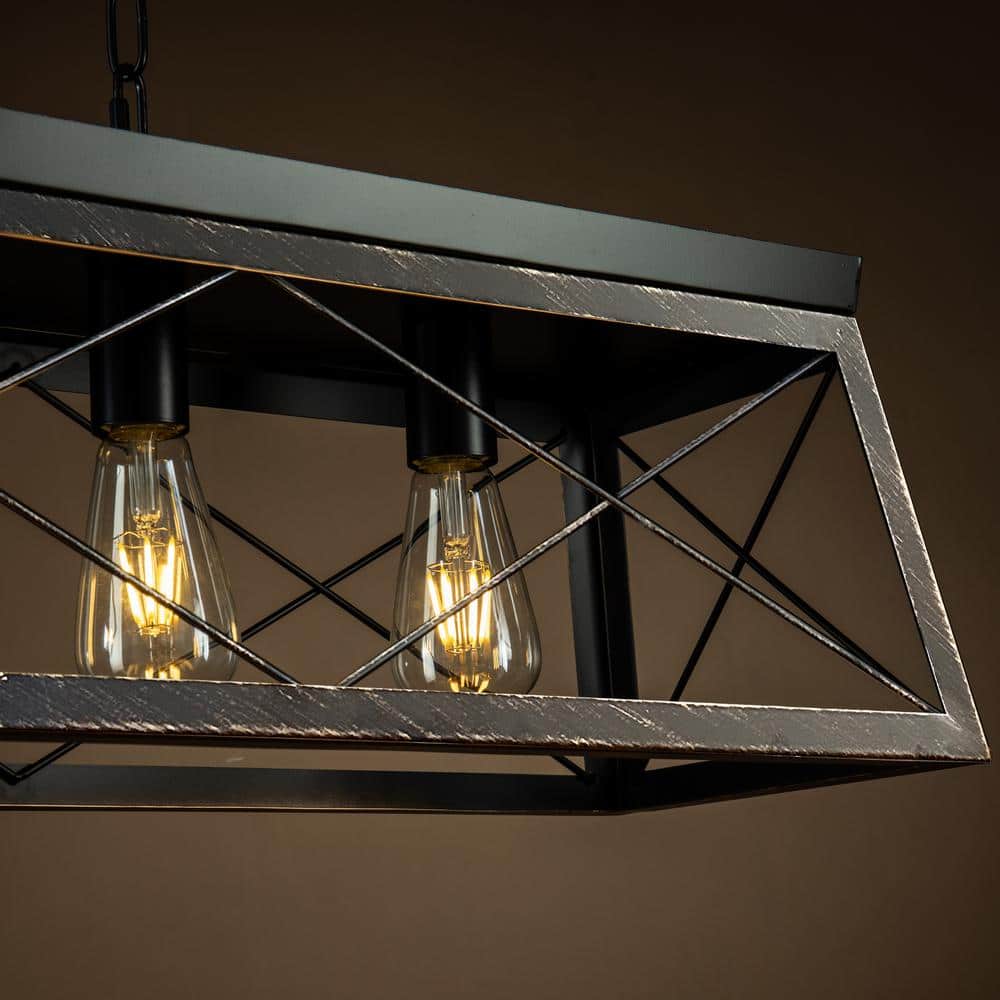 Antique Brass and Black 5-Light Farmhouse Cage Chandelier