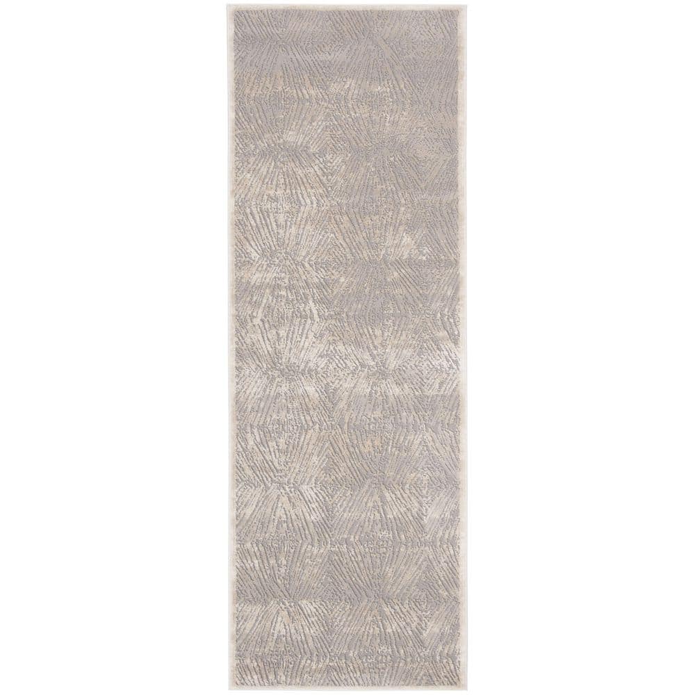 SAFAVIEH Meadow Ivory/Gray 3 ft. x 8 ft. Geometric Runner Rug MDW319A
