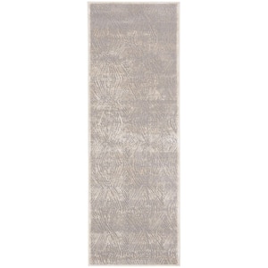 Meadow Ivory/Gray 3 ft. x 8 ft. Geometric Runner Rug