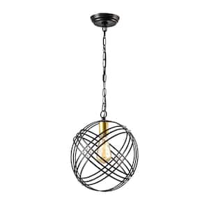 Frankfort 1-Light Globe and Black Modern Simplicity Pendant Light With Crystal Accents