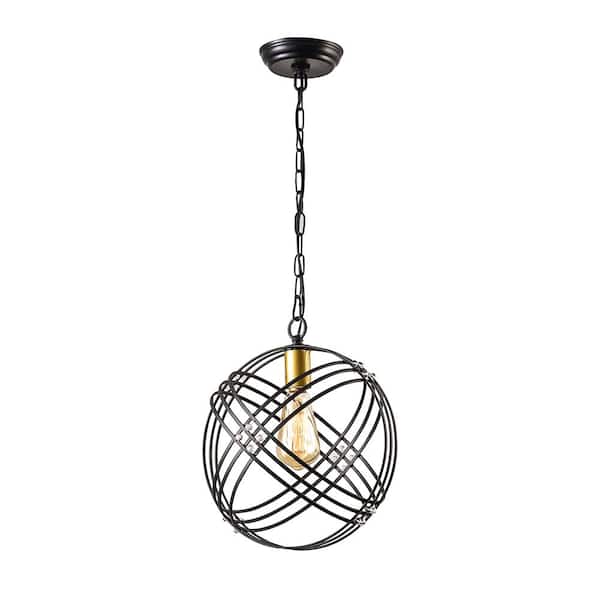 Maxax Frankfort 1-Light Globe and Black Modern Simplicity Pendant Light With Crystal Accents
