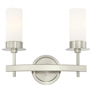 Roswell 2-Light Brushed Nickel Wall Mount Bath Light