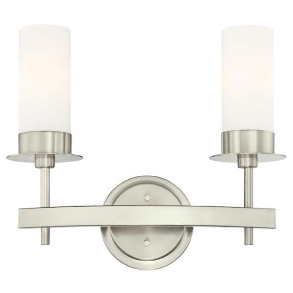 Westinghouse Roswell 2-Light Brushed Nickel Wall Mount Bath Light