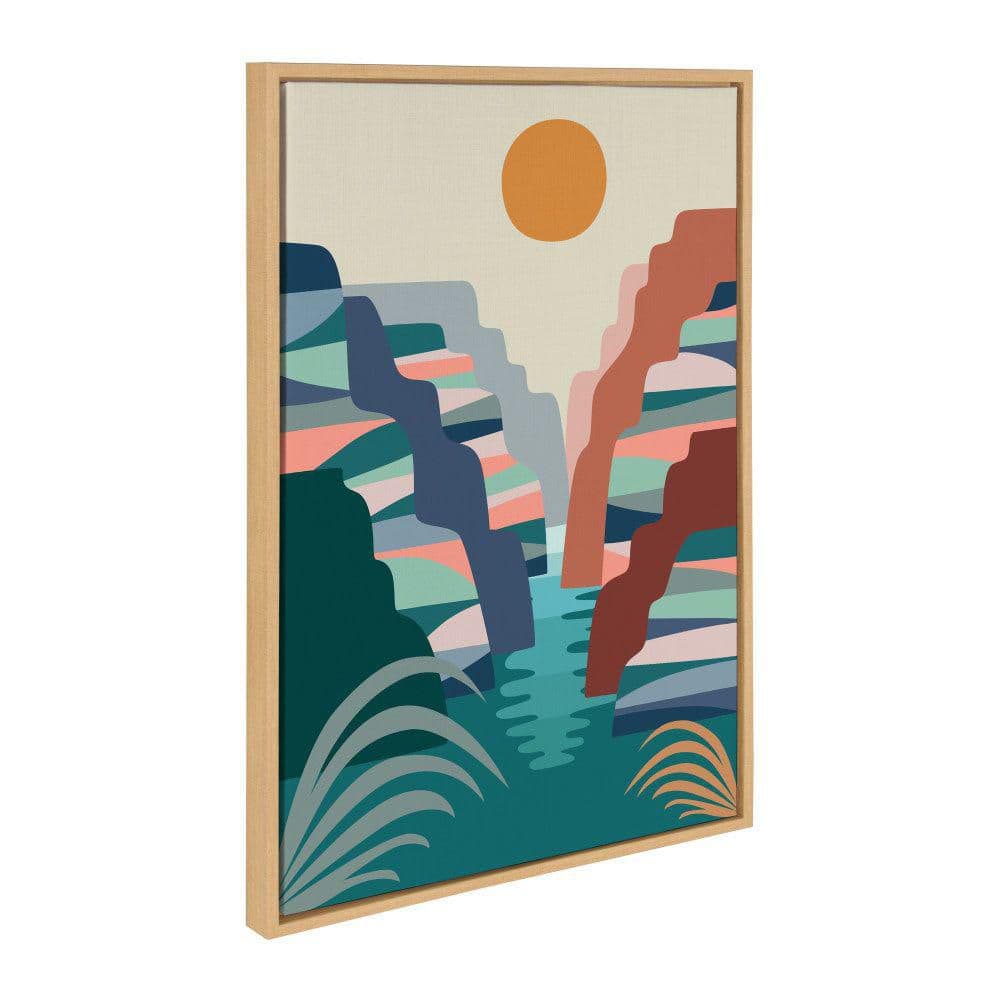 Colorful Grand Canyon Illustration Framed Canvas Wall Art, 23x33