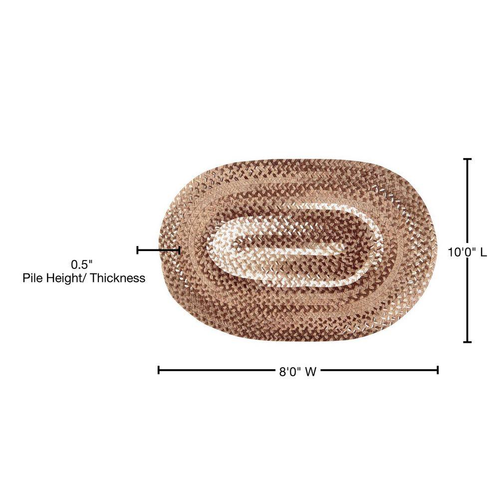 Brown Chenille Braided Reversible Oval Area Rug 5' x 7'