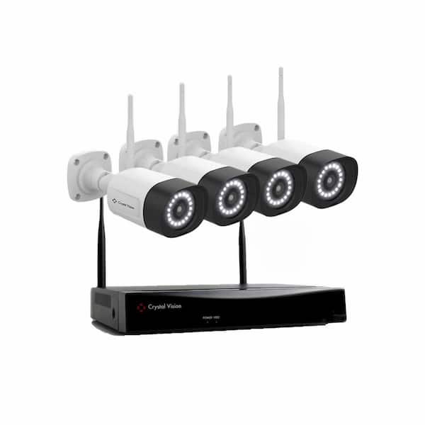 10-Channel Wi-Fi 6 NVR Surveillance Kit, 3MP Super Bright 18-LED Floodlight Audio Panic Siren Cameras (4-Cameras)