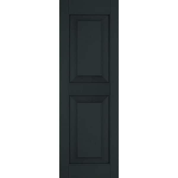 Ekena Millwork 15 in. x 55 in. Exterior Real Wood Sapele Mahogany Raised Panel Shutters Pair Dark Green