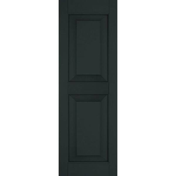 Ekena Millwork 15 in. x 67 in. Exterior Real Wood Pine Raised Panel Shutters Pair Dark Green