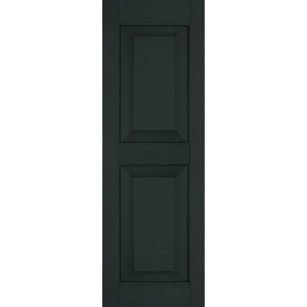 Ekena Millwork 15" x 75" Exterior Real Wood Cedar Raised Panel Shutters (Per Pair), Black Forest Green