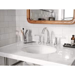 Korek 8 in. Widespread Double Handle High-Arc Bathroom Faucet with Valve in Chrome