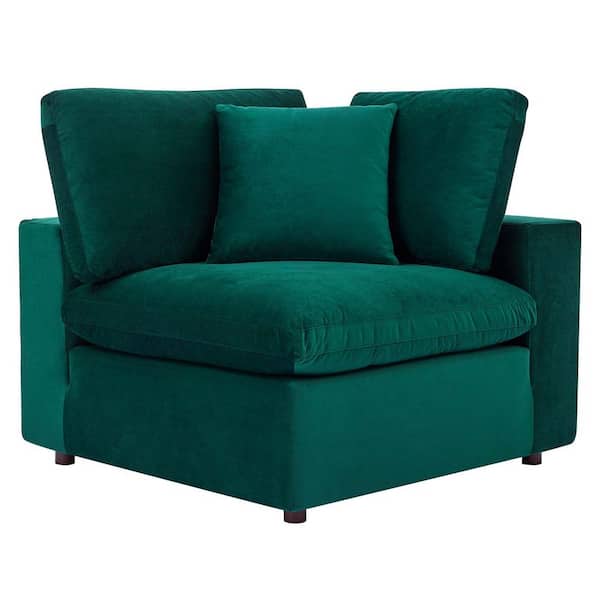 MODWAY Commix 80 in. Green Velvet 3-Seat Down Filled Overstuffed Performance Loveseats