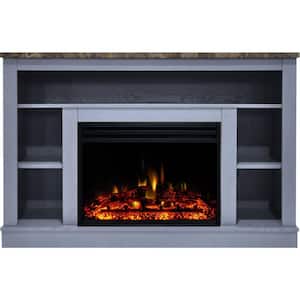 Seville 47 in. Electric Fireplace Mantel in Blue