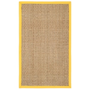 Natural Fiber Beige/Gold Doormat 2 ft. x 4 ft. Border Woven Area Rug