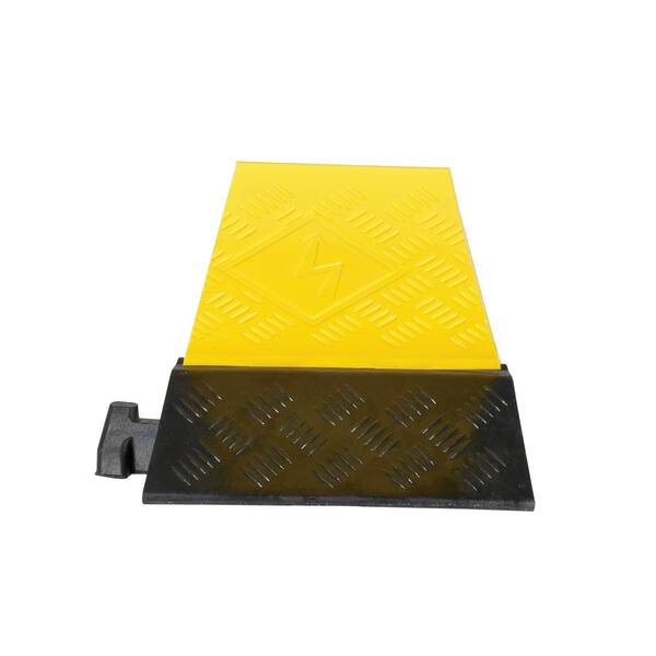 Rubber Cable Protector Ramp 2/3 Channel 45° Right/Left Turn Vehicle Yellow Lid 