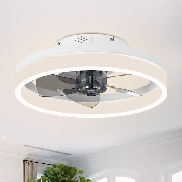 Tivleed 15.75 in. Indoor Modern White LED Double Tier Light Ceiling Fan Light with Light App and Remote, Dimmable