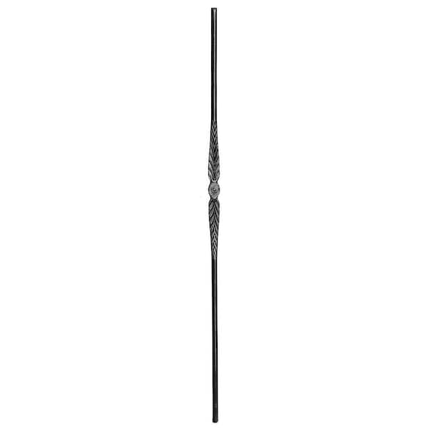 arteferro 44 in. x 9/16 in. Smooth Round Bar Single Center Stamped Shadow Grey Powder Coated Wrought Iron Stair Baluster