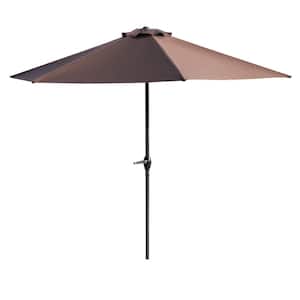 9 ft. Steel Market Patio Umbrella in Brown