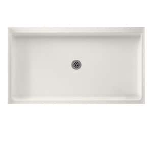 34 in. x 60 in. Solid Surface Single Threshold Center Drain Shower Pan in Bisque