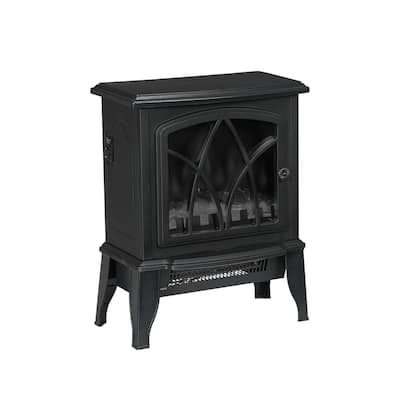 18 in. Electric Space Heater, Cabinet Infrared Quartz Heat Element, Overheating Protection, Portable, 750W/1500W, Black