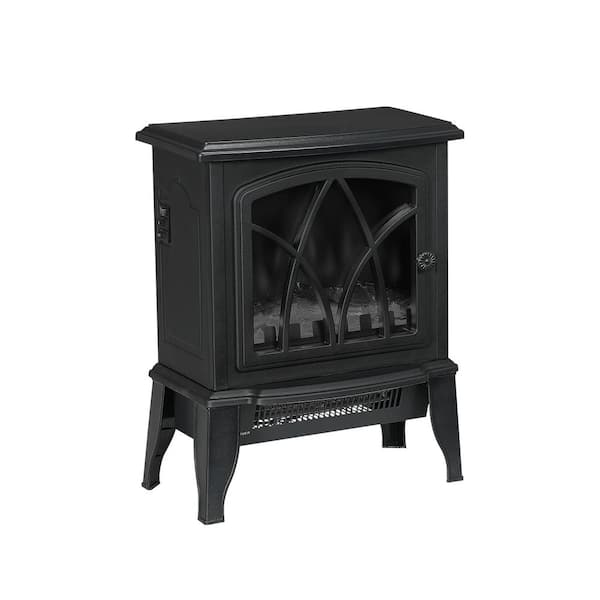 18 in. Electric Space Heater, Cabinet Infrared Quartz Heat Element, Overheating Protection, Portable, 750W/1500W, Black