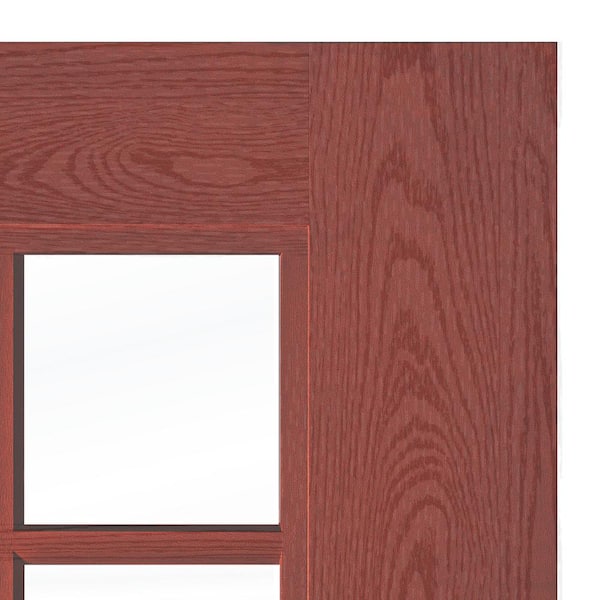 DIY RTA KIT 36in.x80in. Craftsman 6-Lite Clear Glass Left-Hand Redwood Stain Fiberglass Ready To Assemble Front Door