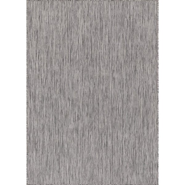 5 X 7 Silver Aloha Washable Solid Indoor Outdoor Area Rug