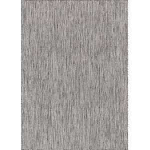 8 X 10 Silver Aloha Washable Solid Indoor Outdoor Area Rug