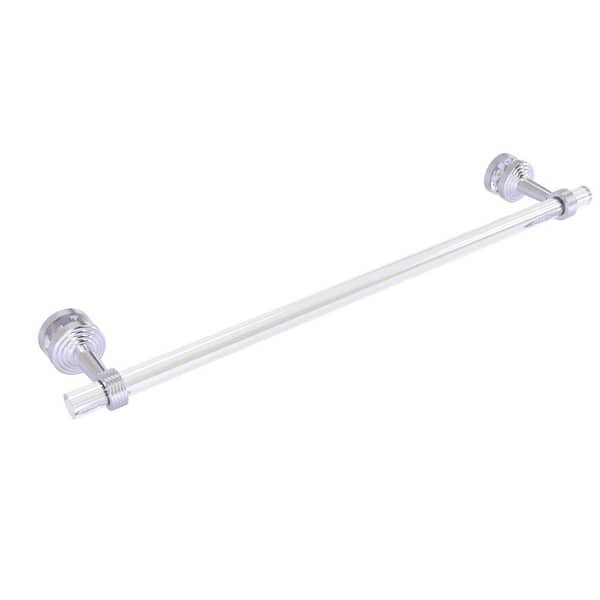 Allied Brass Pacific Beach  24 in. Over the Door Single Towel Bar in Satin Chrome with Groovy Accents