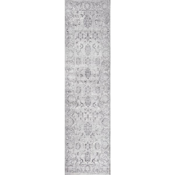 JONATHAN Y Lotus Modern Persian Floral Gray 2 ft. x 8 ft. Runner Rug