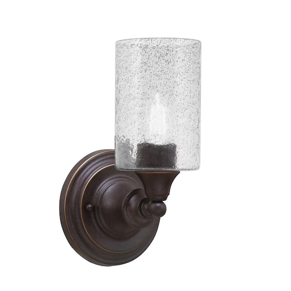 Unbranded Fulton 1-Light Dark Granite Wall Sconce 4 in. Smoke Bubble Glass