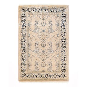 Mogul One-of-a-Kind Traditional Beige 4 ft. 8 in. x 7 ft. 2 in. Abstract Area Rug
