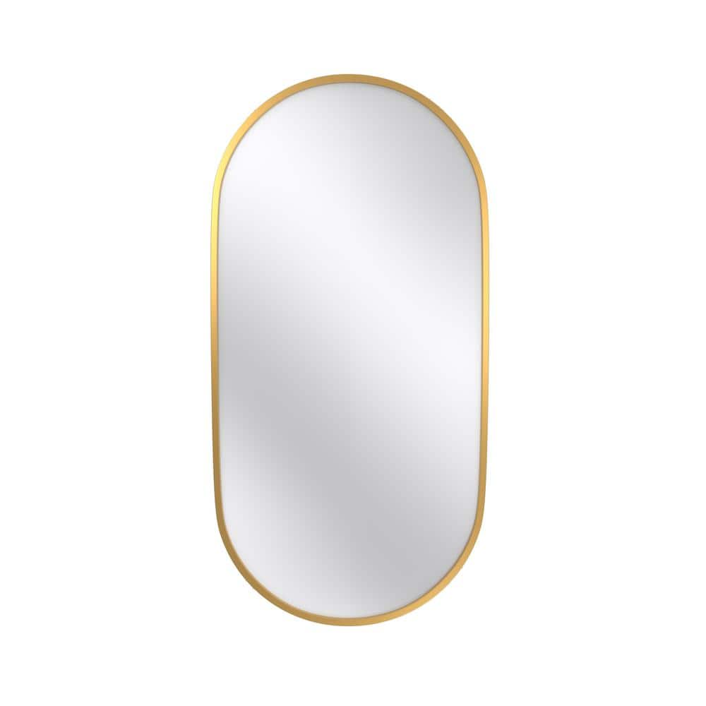 Modern 18 in. W x 36 in. H Oval Framed Wall-Mounted Bathroom Vanity Mirror 