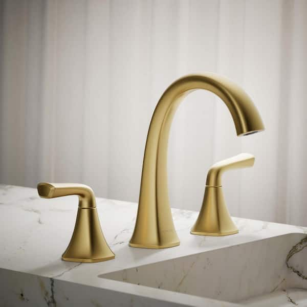 Sundae 8 in. Widespread Double Handles Bathroom Faucet in Vibrant Brushed Moderne Brass