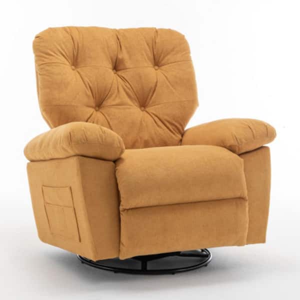 Clihome Yellow Adjustable Fabric Single Recliner Sofa Chair Home with Side Pocket