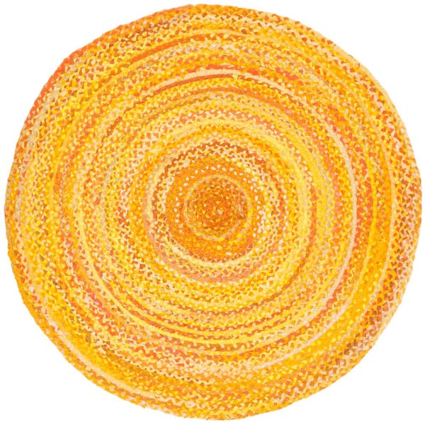 SAFAVIEH Braided Gold 4 ft. x 4 ft. Round Solid Area Rug