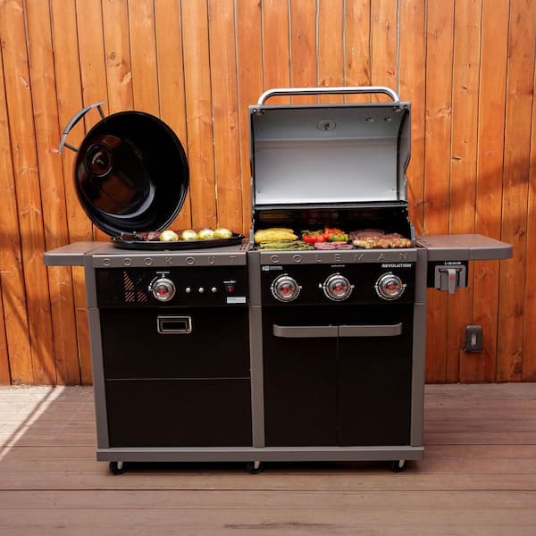 Coleman Revolution Dual Fuel Grilling Kit with 3-Burner Gas BBQ