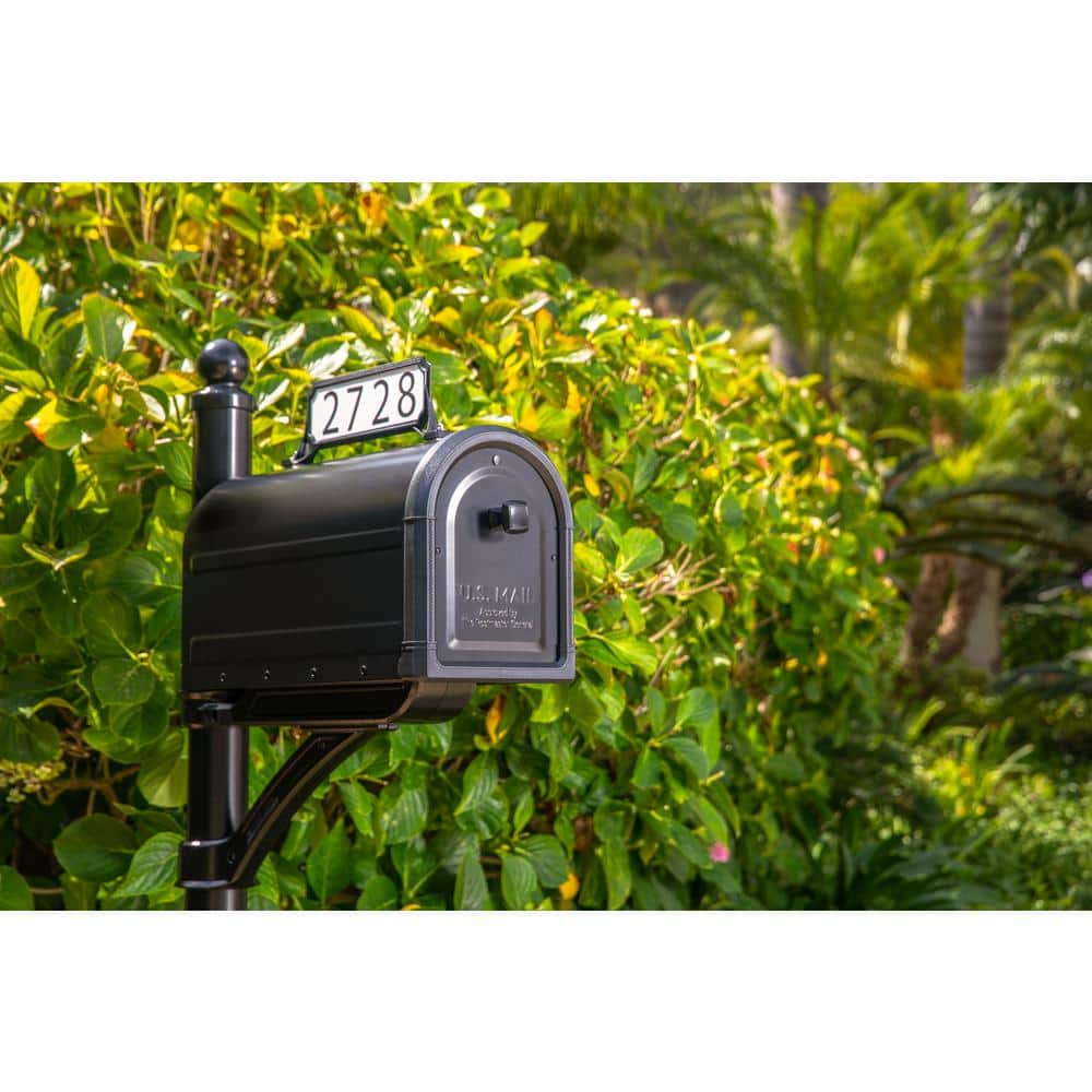 Roxbury Black Steel Post Mount Mailbox with Cast Aluminum Knob