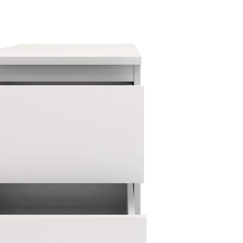 Aurora White 2-Drawer Engineered Wood Nightstand