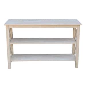 Hampton 48 in. Unfinished Standard Rectangle Wood Console Table with Shelves