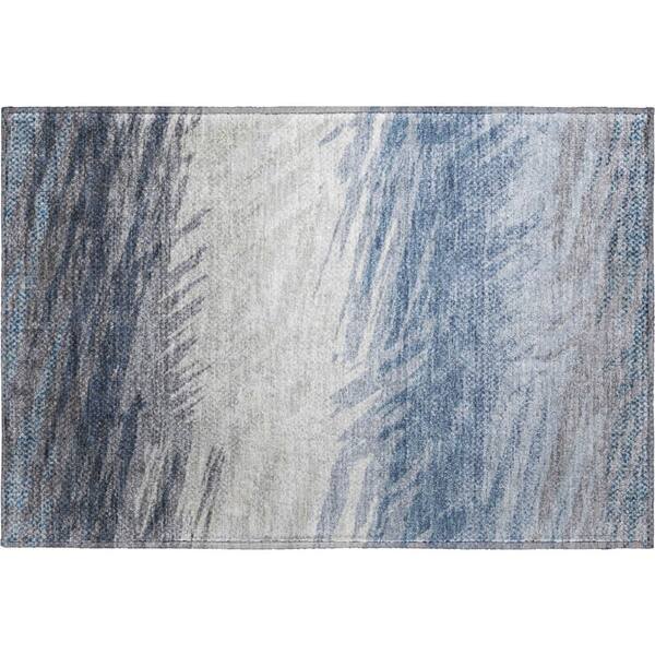 Mayfield Premium Machine Washable Abstract AMF2272 Denim 2 ft. x 3 ft. Accent Rug