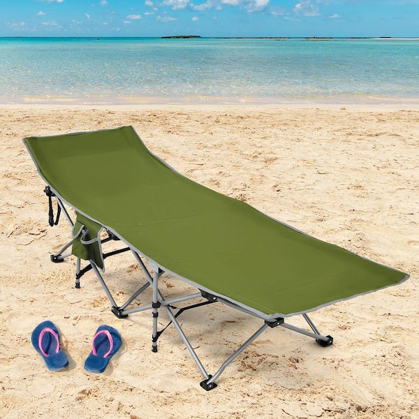 Costway Folding Camping Cot Heavy-Duty Outdoor Cot Bed Green
