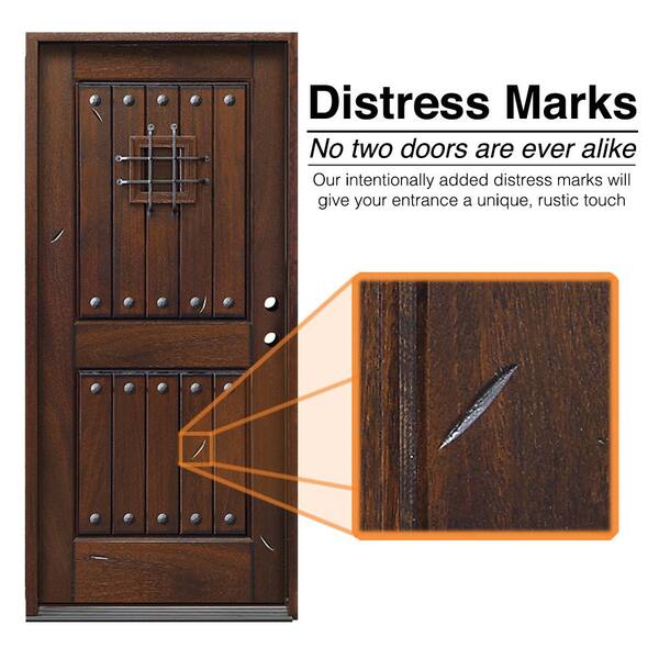 Main Door 36 In X 80 In Rustic Mahogany Type Left Hand Inswing Stained Distressed Speakeasy Solid Wood Prehung Front Door Sh 904 Ph Lh The Home Depot