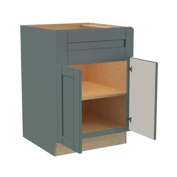 Washington 30 in. W x 24 in. D x 34.5 in. H Assembled Plywood Base Kitchen Cabinet in Green with Soft Close Doors