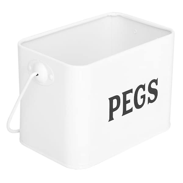 Home Basics Countryside Metal Peg Holder with Handle, White