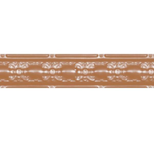 Shanko 4 in. x 4 ft. Satin Copper Nail-up/Direct Application Tin Ceiling Cornice (6-Pack)