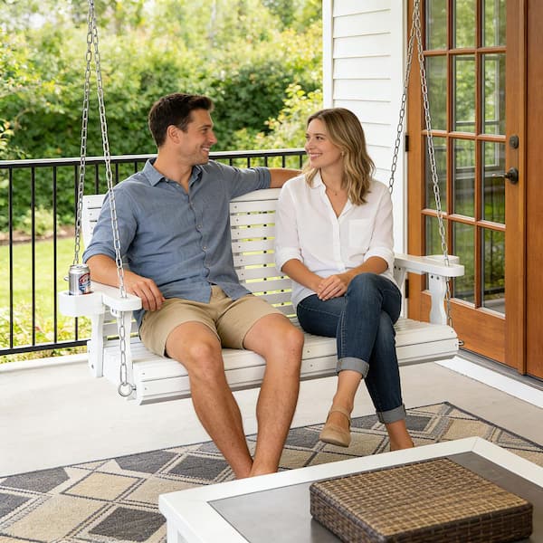 Fortune Candy 4 ft. Extra Large Wooden Porch Swing 2-Seater with