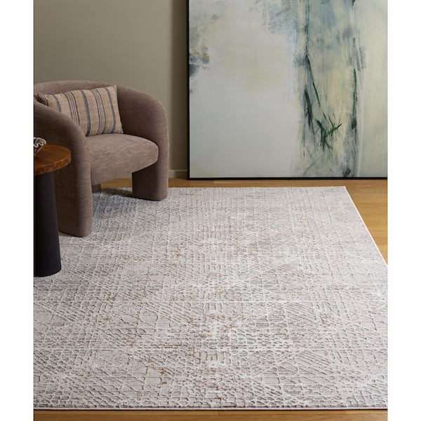 Parker 5 ft. x 7 ft. Taupe/Gray Ivory Abstract Area Rug