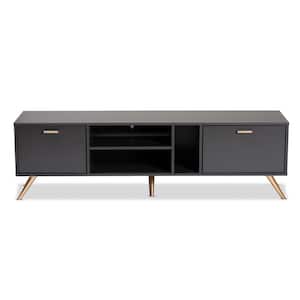 Kelson 63 in. Dark Grey and Gold TV Stand Fits TV's up to 70 in.