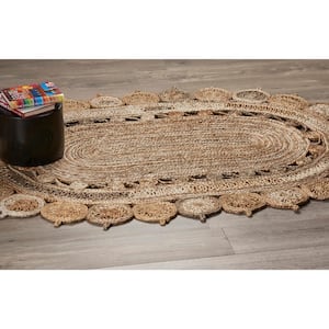 Finn Boutique Bleach Gray 5 ft. x 7 ft. Oval Organic Jute Area Rug